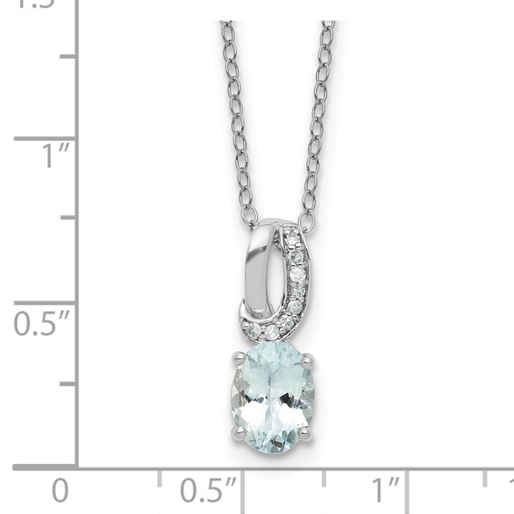 SS Aquamarine & Diamond Pend