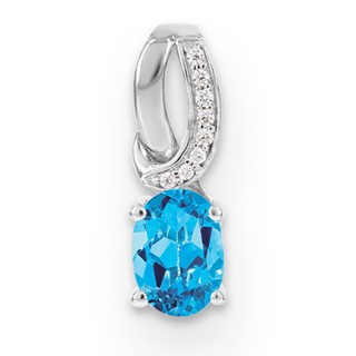 SS Blue Topaz & Diamond Pendant