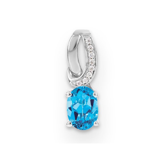 SS Blue Topaz & Diamond Pendant