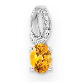 SS Citrine & Diamond Pend