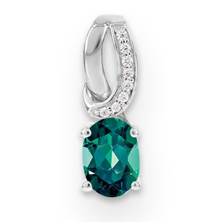 SS Created Alexandrite & Diamond Pendant