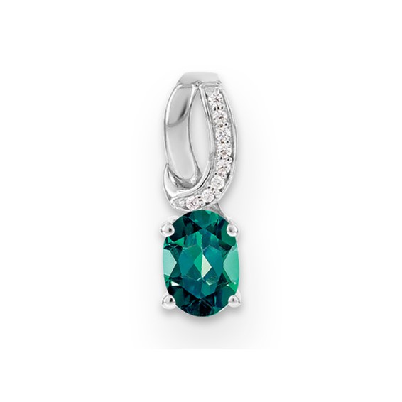 SS Created Alexandrite & Diamond Pendant