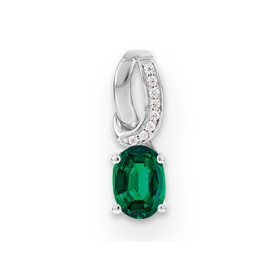 SS Created Emerald & Diamond Pend