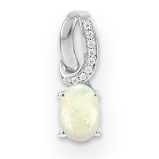 SS Created Opal & Diamond Pendant