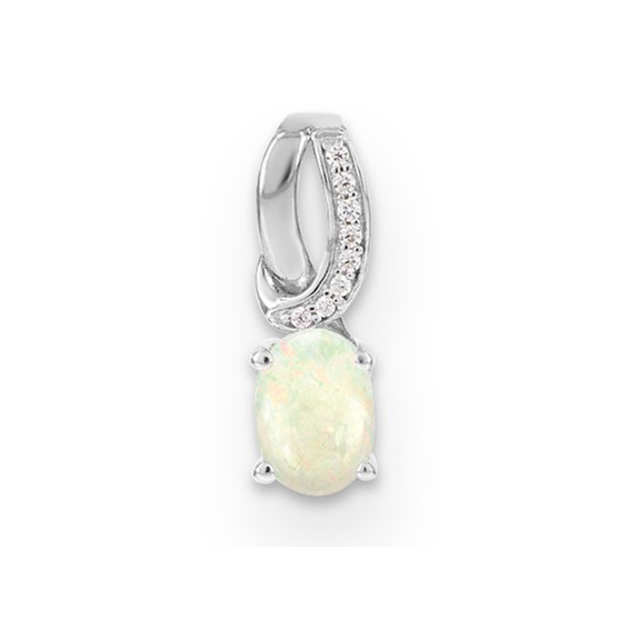 SS Created Opal & Diamond Pendant