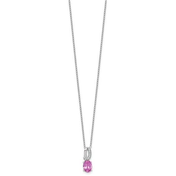 SS Created Pink Sapphire & Diamond Pend