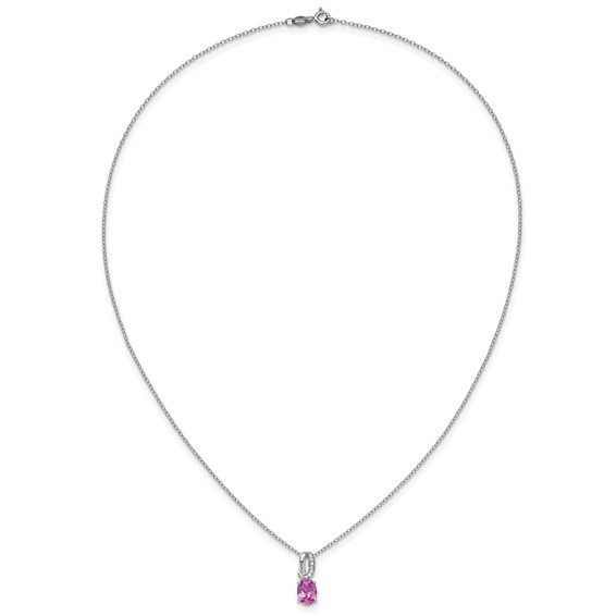 SS Created Pink Sapphire & Diamond Pend