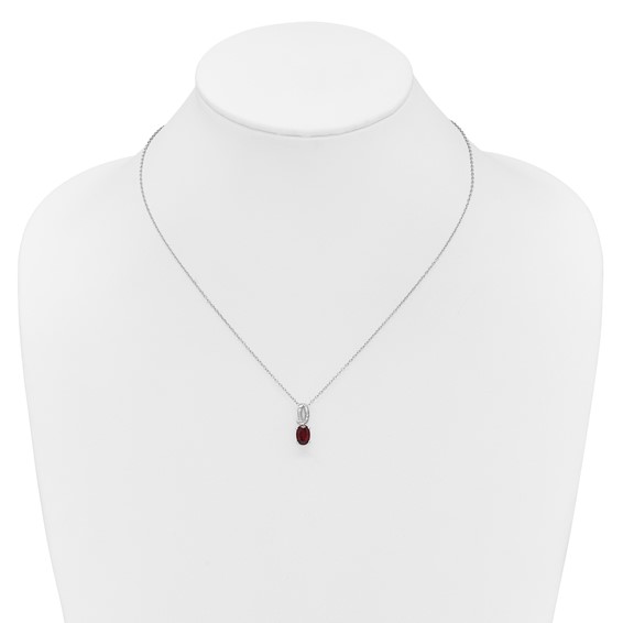 SS Garnet & Diamond Pend Necklace