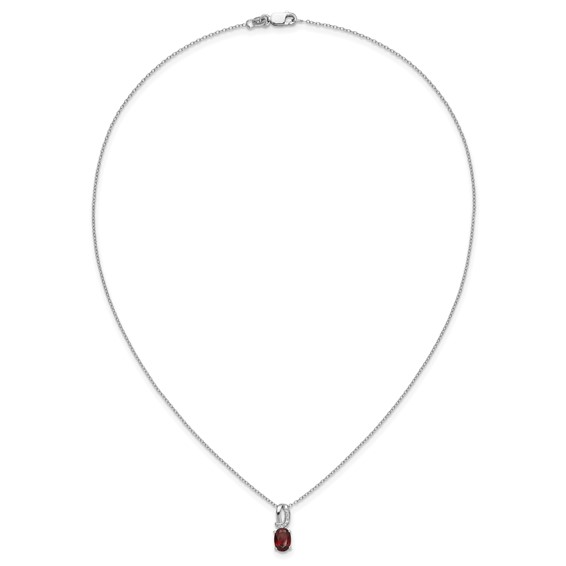 SS Garnet & Diamond Pend Necklace