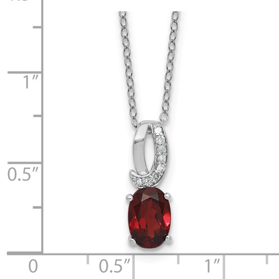 SS Garnet & Diamond Pend Necklace