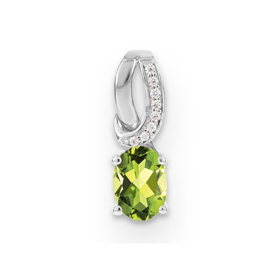SS Peridot & Diamond Pendant