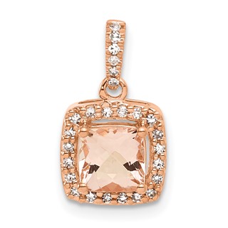 10kr Morganite and Diamond Pendant