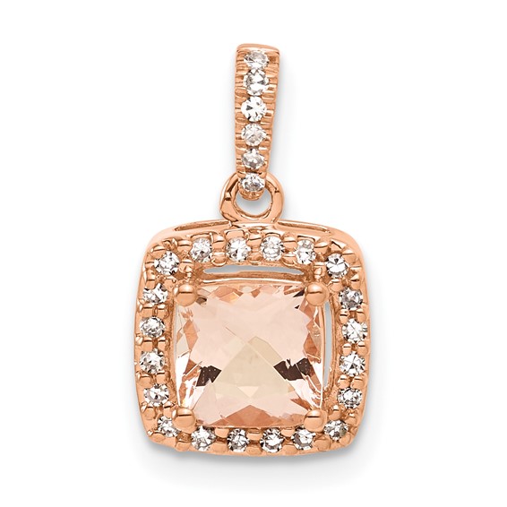 10kr Morganite and Diamond Pendant