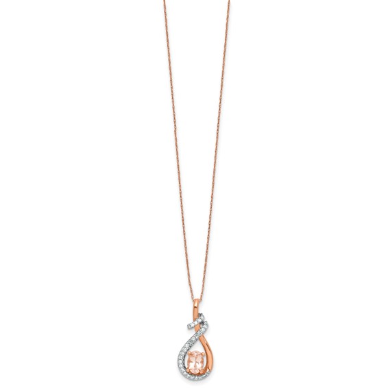 10k Rose Morganite and Diamond Pendant Necklace