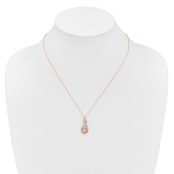 10k Rose Morganite and Diamond Pendant Necklace