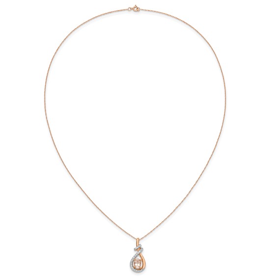 10k Rose Morganite and Diamond Pendant Necklace