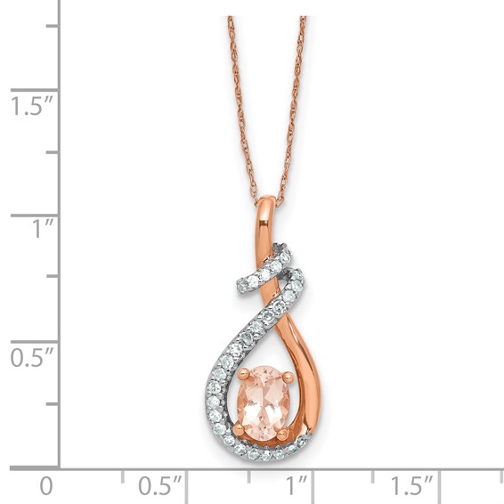 10k Rose Morganite and Diamond Pendant Necklace