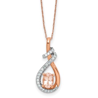 10k Rose Morganite and Diamond Pendant Necklace