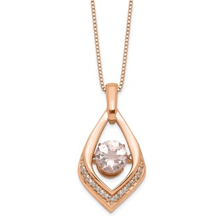 10K Rose Gold Moganite and Diamond Pendant Necklace