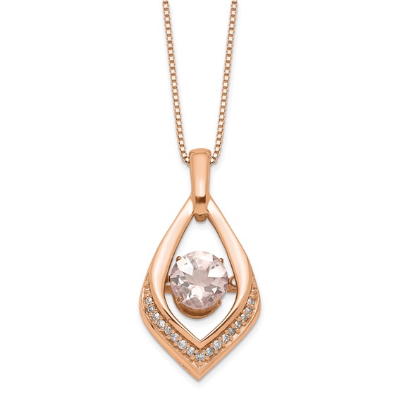 10K Rose Gold Moganite and Diamond Pendant Necklace