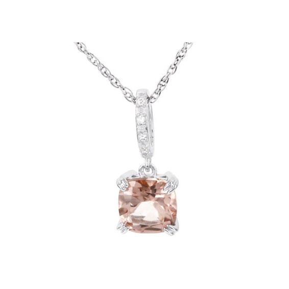 10k Rose Blush Topaz & Diamond Pendant Necklace