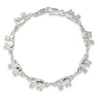 Sterling Silver Polished Elephants Bracelet, 7" view 4