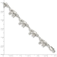 Sterling Silver Polished Elephants Bracelet, 7" view 3