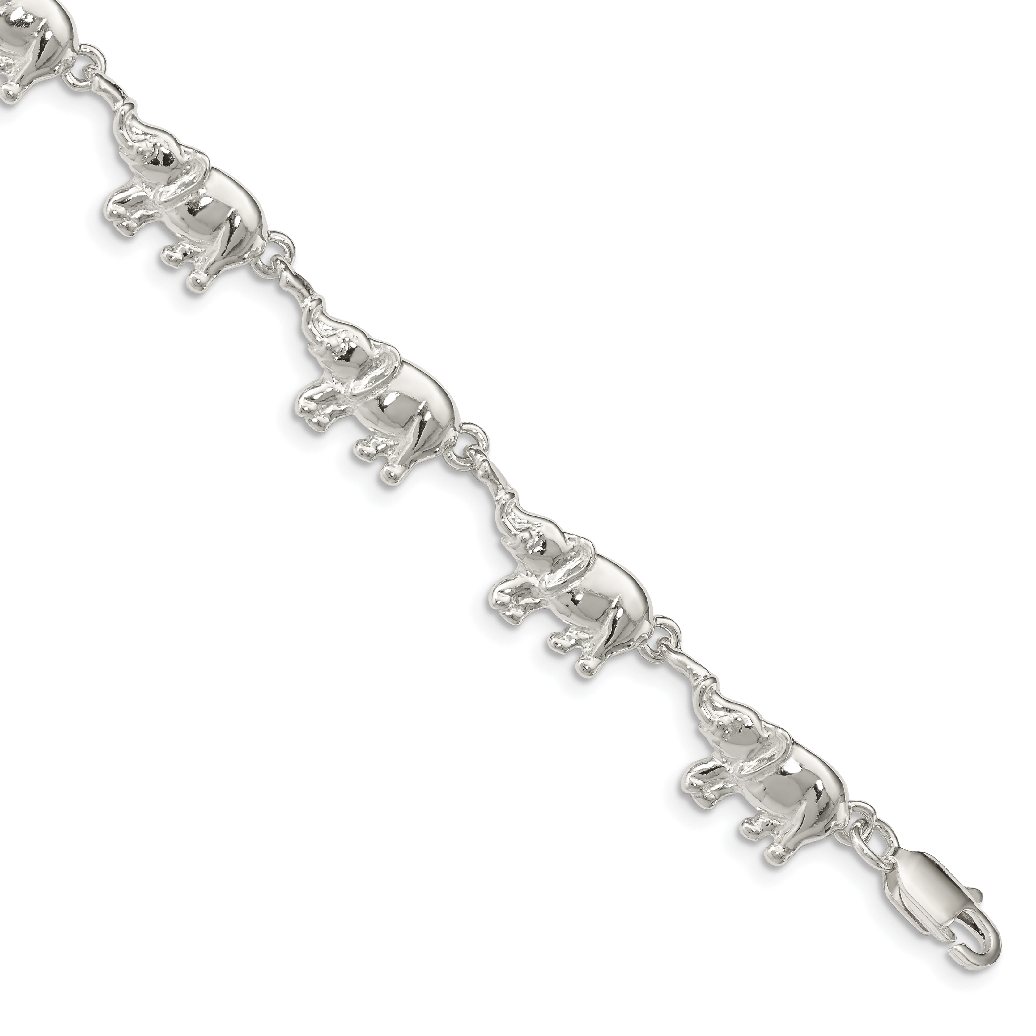 Sterling Silver Elephants Bracelet (QA1-7)