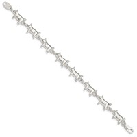 Sterling Silver Polished Pigs Bracelet, 7" view 2