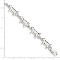Sterling Silver Polished Pigs Bracelet, 7" view 3