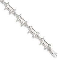 Sterling Silver Polished Pigs Bracelet, 7" view 1