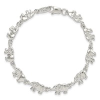 Sterling Silver Polished Elephants Bracelet - 7in view 4