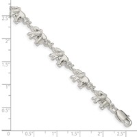 Sterling Silver Polished Elephants Bracelet - 7in view 3
