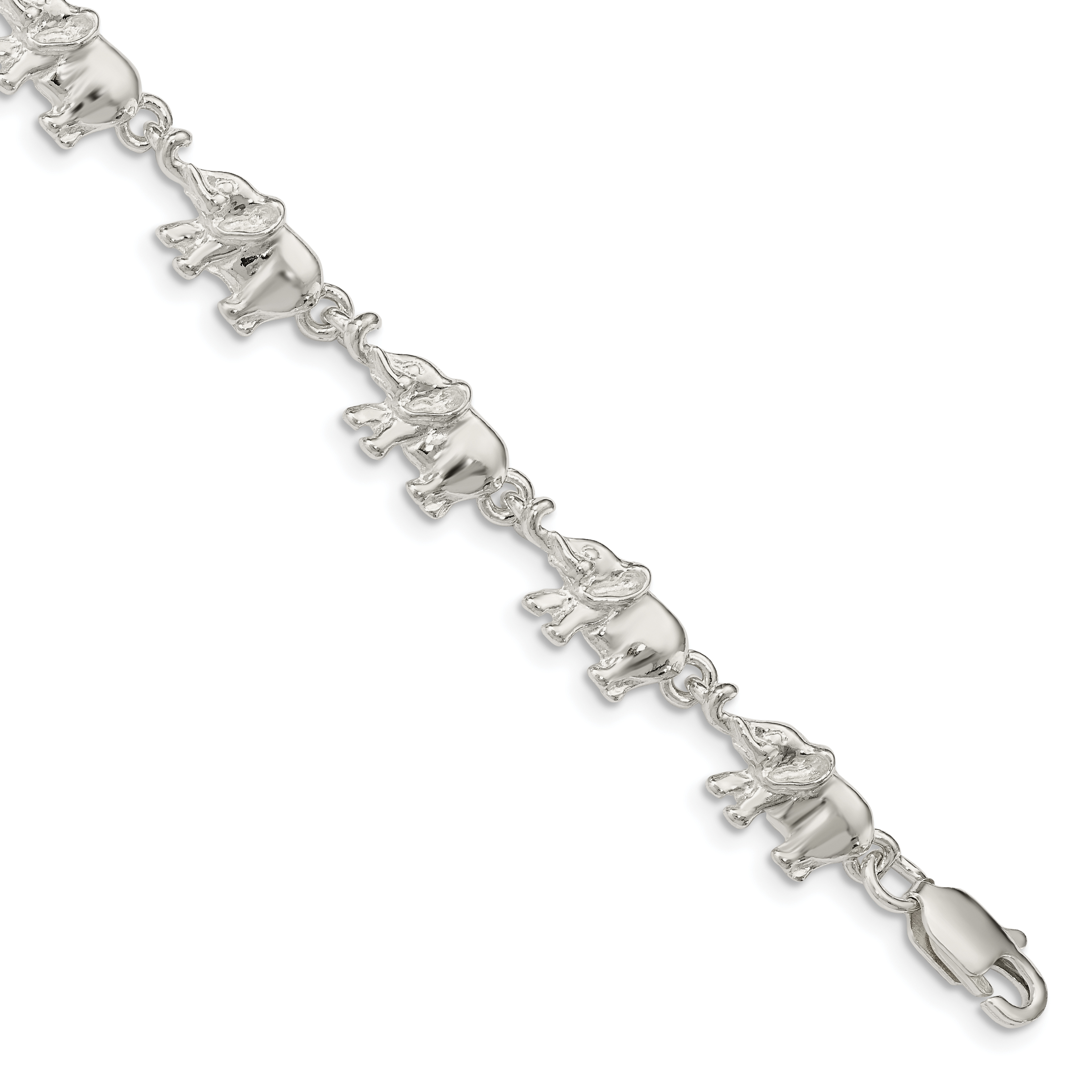 Sterling Silver Elephants Bracelet (QA13-7)