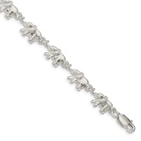 Sterling Silver Polished Elephants Bracelet - 7in view 1