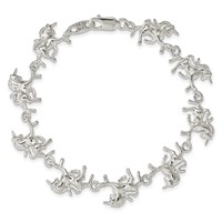 Sterling Silver Polished Unicorns Bracelet - 7in view 4
