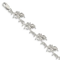 Sterling Silver Polished Unicorns Bracelet - 7in view 1