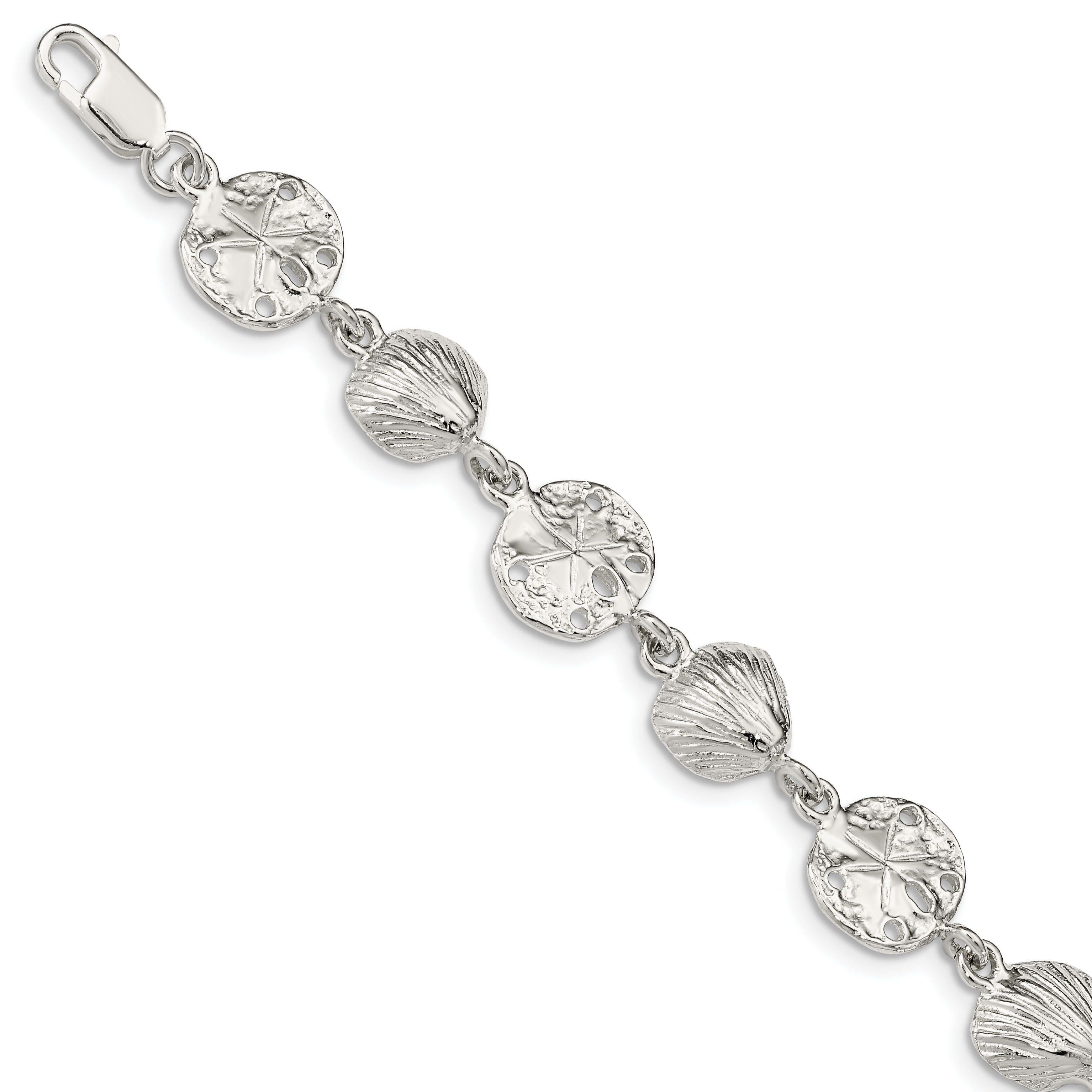 Sterling Silver Seashells and Sand Dollars Bracelet (QA31-7)