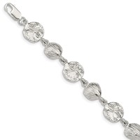 Sterling Silver Polished Seashells and Sand Dollars Bracelet, 7" view 1