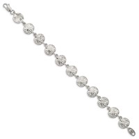 Sterling Silver Polished Sand Dollars Bracelet, 7" view 2