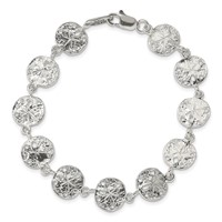 Sterling Silver Polished Sand Dollars Bracelet, 7" view 4