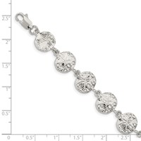 Sterling Silver Polished Sand Dollars Bracelet, 7" view 3