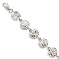 Sterling Silver Polished Sand Dollars Bracelet, 7" view 1