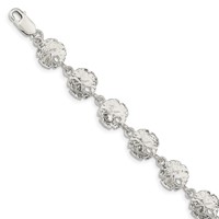 Sterling Silver Polished Sand Dollars Bracelet - 7in view 1