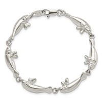 Sterling Silver Polished Manatees Bracelet - 7in view 4