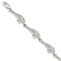 Sterling Silver Polished Manatees Bracelet - 7in view 1