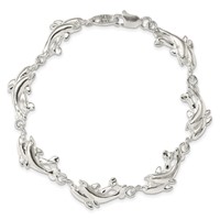 Sterling Silver Polished Dolphins Bracelet, 7" view 4
