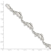 Sterling Silver Polished Dolphins Bracelet, 7" view 3
