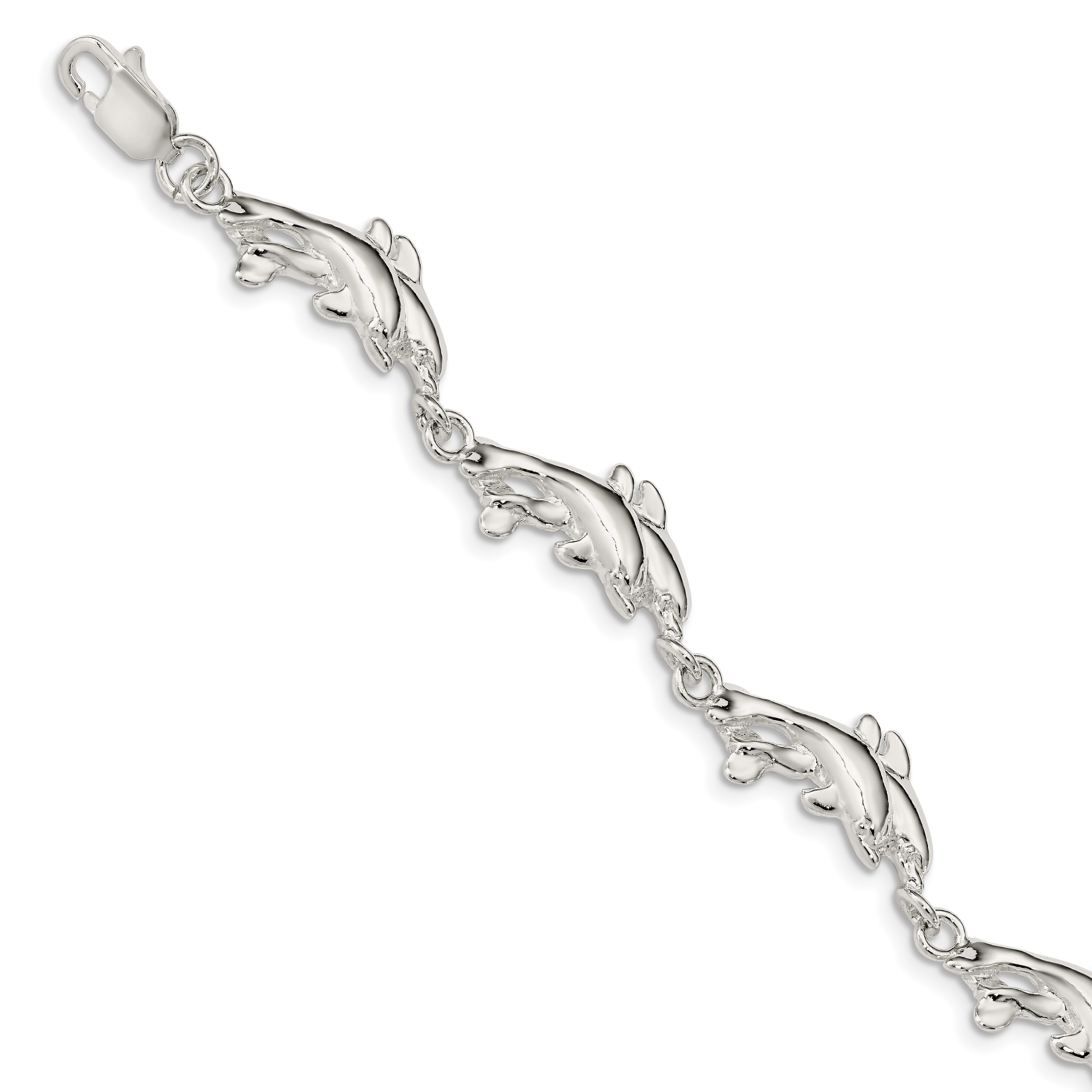 Sterling Silver Dolphins Bracelet (QA37-7)