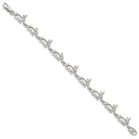 Sterling Silver Polished Rabbits Bracelet, 7" view 2